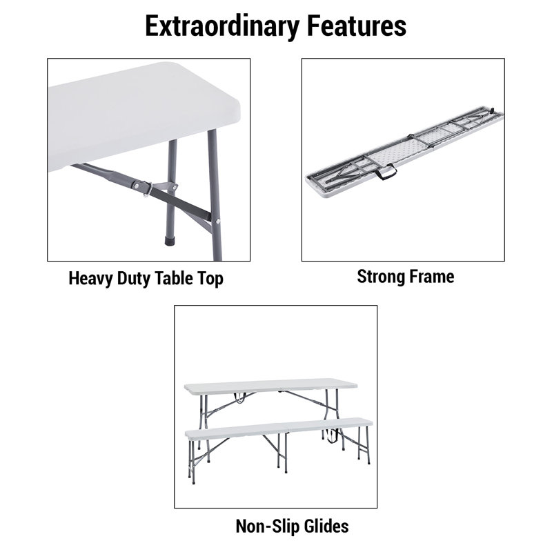 Arlmont & Co. Lazarick Resin Folding Soccer Bench, Garden Bench, 6 Seat